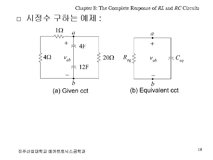 Chapter 8: The Complete Response of RL and RC Circuits □ 시정수 구하는 예제