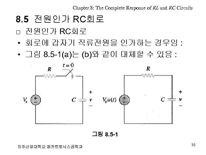 Chapter 8: The Complete Response of RL and RC Circuits 8. 5 전원인가 RC회로