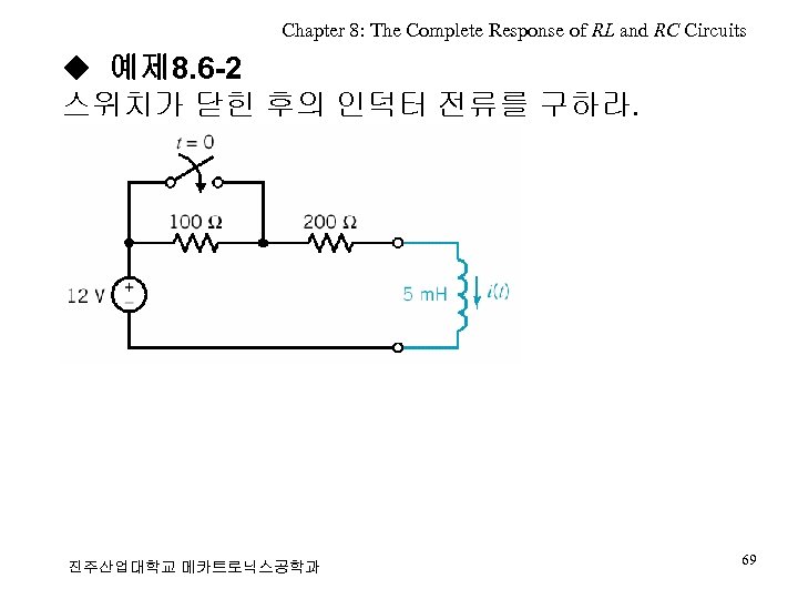 Chapter 8: The Complete Response of RL and RC Circuits ◆ 예제 8. 6