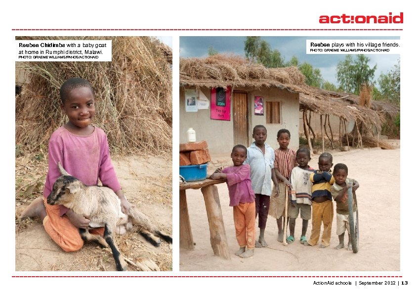 Reuben Chidimba with a baby goat at home in Rumphi district, Malawi. Reuben plays