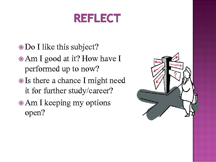 REFLECT Do I like this subject? Am I good at it? How have I