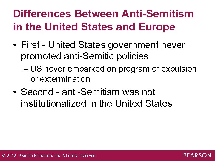 Differences Between Anti-Semitism in the United States and Europe • First - United States