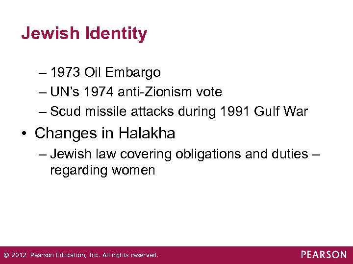 Jewish Identity – 1973 Oil Embargo – UN’s 1974 anti-Zionism vote – Scud missile