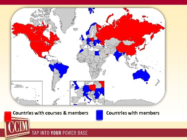 Countries with courses & members Countries with members 