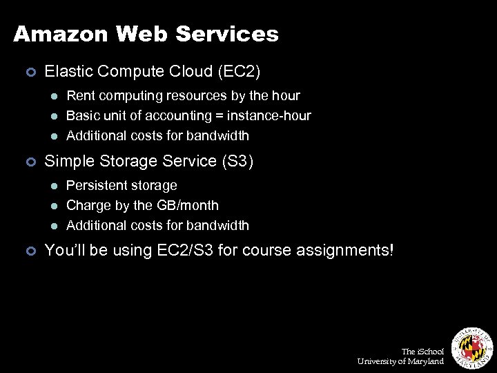 Amazon Web Services ¢ Elastic Compute Cloud (EC 2) l l l ¢ Simple