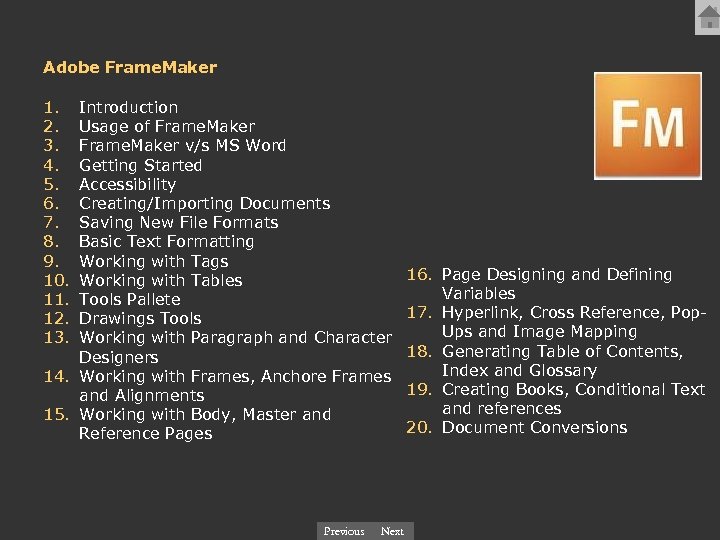 Adobe Frame. Maker 1. 2. 3. 4. 5. 6. 7. 8. 9. 10. 11.