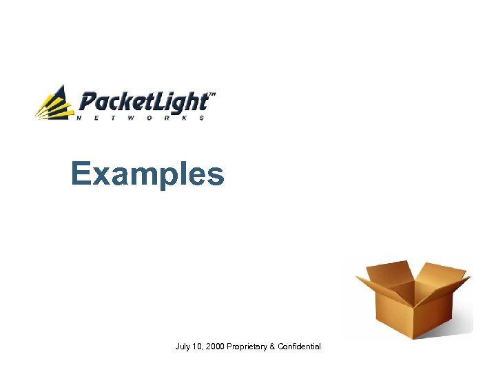 Examples July 10, 2000 Proprietary & Confidential 