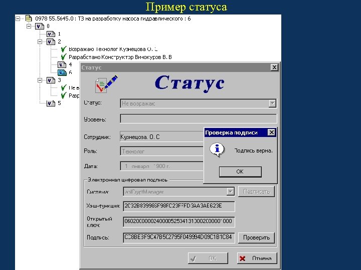 Пример статуса 