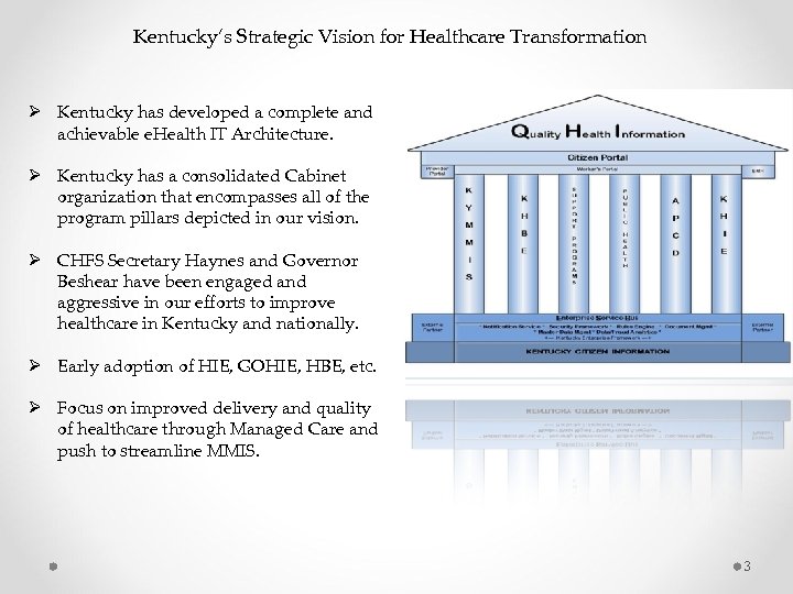 Kentucky’s Strategic Vision for Healthcare Transformation Ø Kentucky has developed a complete and achievable