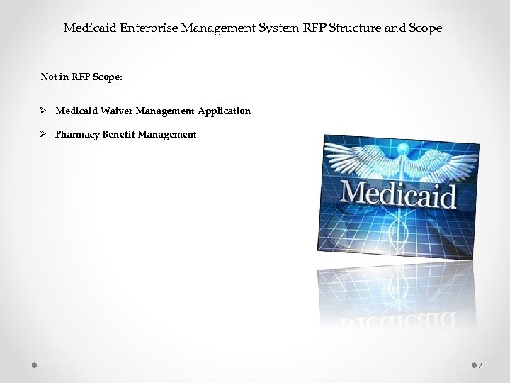  Medicaid Enterprise Management System RFP Structure and Scope Not in RFP Scope: Ø