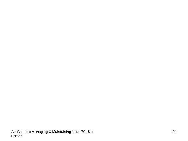 A+ Guide to Managing & Maintaining Your PC, 8 th Edition 61 