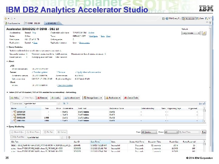 IBM DB 2 Analytics Accelerator Studio 35 © 2014 IBM Corporation 