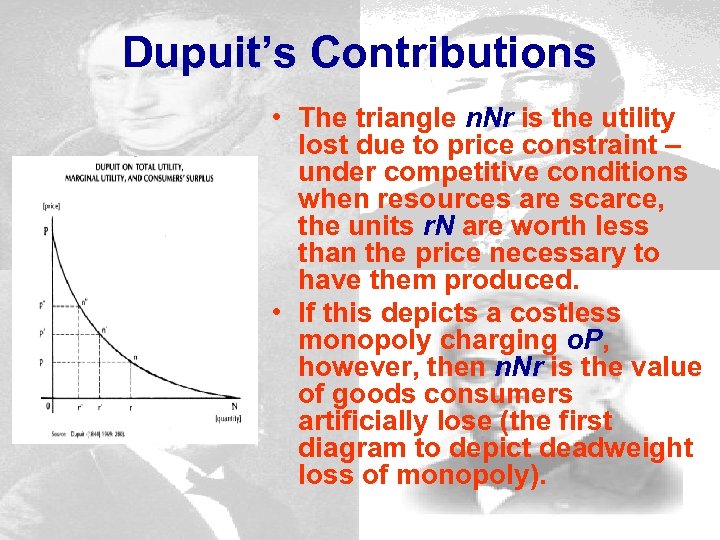 Dupuit’s Contributions • The triangle n. Nr is the utility lost due to price