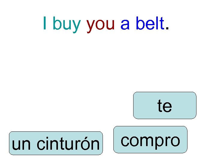 I buy you a belt. te un cinturón compro 