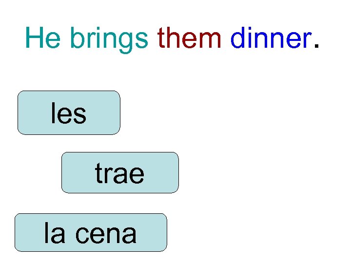 He brings them dinner. les trae la cena 