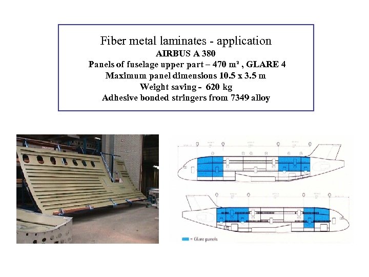 Fiber metal laminates - application AIRBUS A 380 Panels of fuselage upper part –