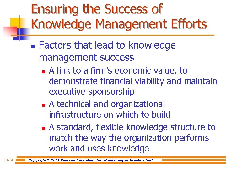 Ensuring the Success of Knowledge Management Efforts n Factors that lead to knowledge management