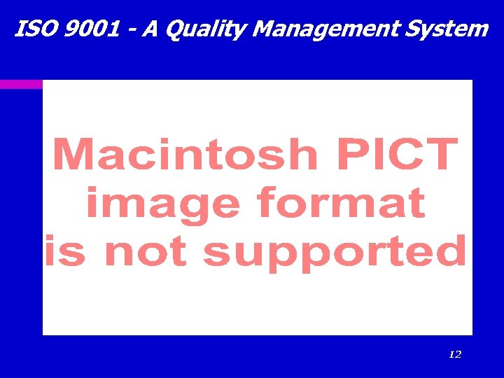 ISO 9001 - A Quality Management System 12 