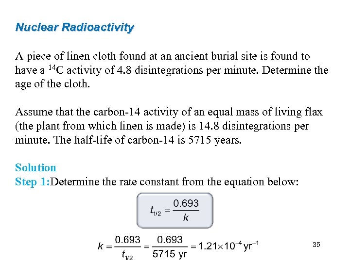 Nuclear Radioactivity A piece of linen cloth found at an ancient burial site is