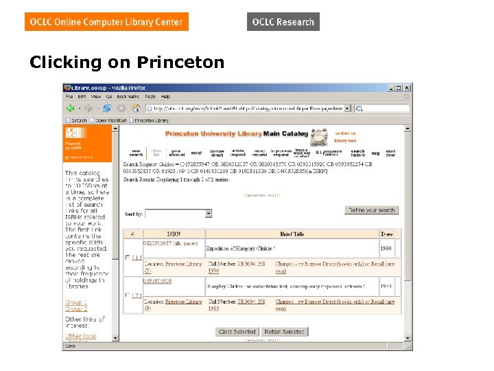 Clicking on Princeton 