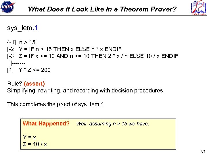 What Does It Look Like In a Theorem Prover? sys_lem. 1 {-1} n >