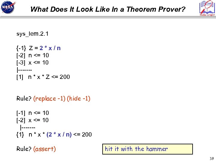 What Does It Look Like In a Theorem Prover? sys_lem. 2. 1 {-1} Z