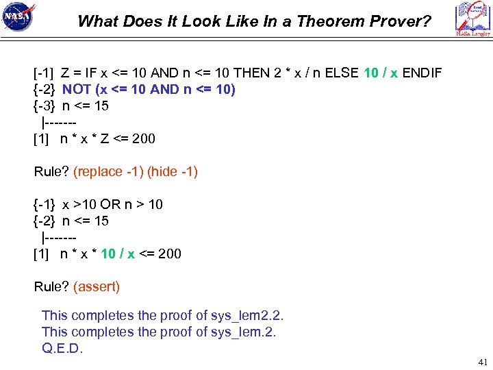 What Does It Look Like In a Theorem Prover? [-1] Z = IF x