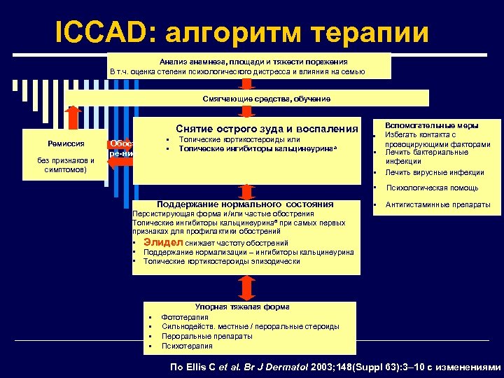 ICCAD: алгоритм терапии Анализ анамнеза, площади и тяжести поражения В т. ч. оценка степени