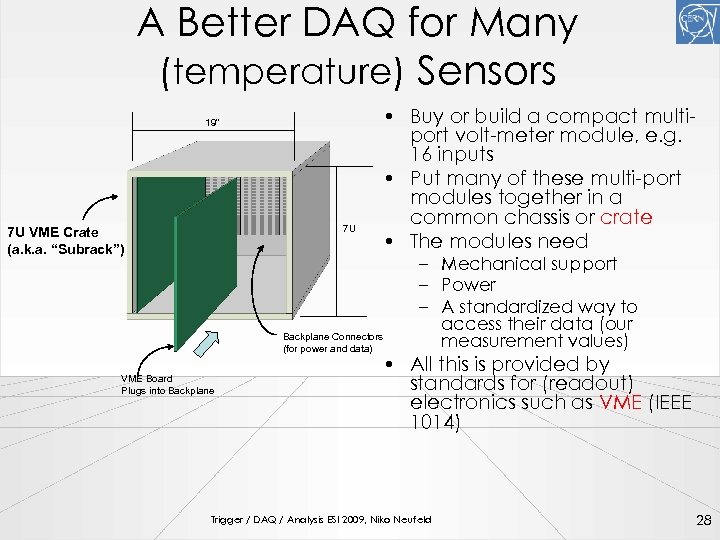 A Better DAQ for Many (temperature) Sensors 19” 7 U 7 U VME Crate