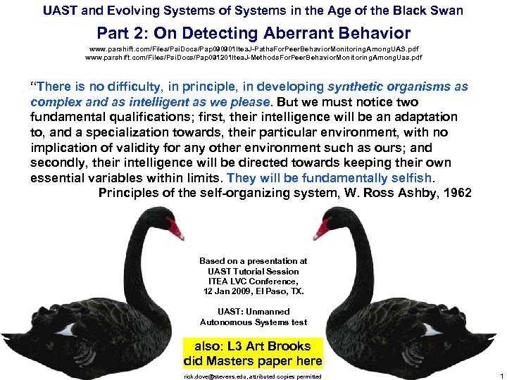 UAST and Evolving Systems of Systems in the Age of the Black Swan Part