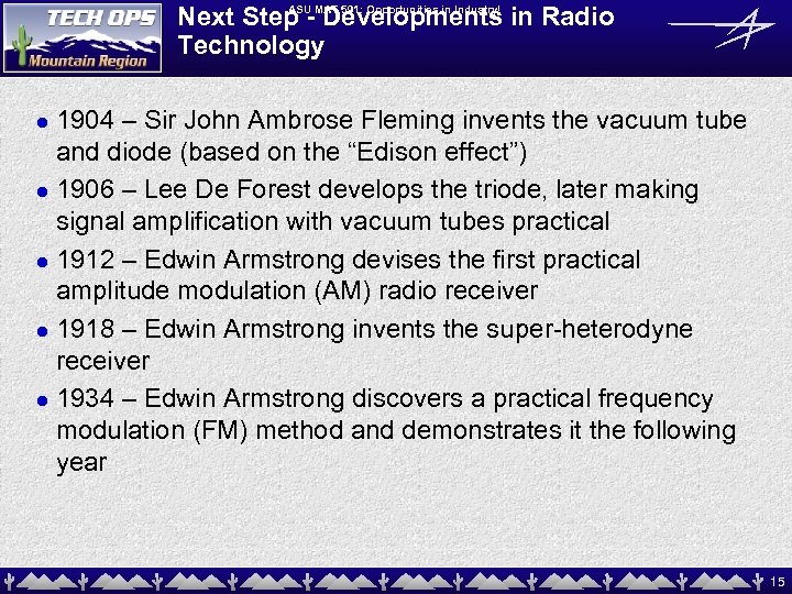 ASU Next Step -MAT 591: Opportunities in Industry! in Radio Developments Technology 1904 –