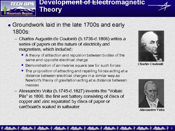 Development of Electromagnetic Theory ASU MAT 591: Opportunities in Industry! l Groundwork laid in