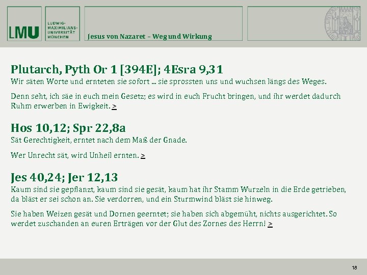 Jesus von Nazaret – Weg und Wirkung Plutarch, Pyth Or 1 [394 E]; 4