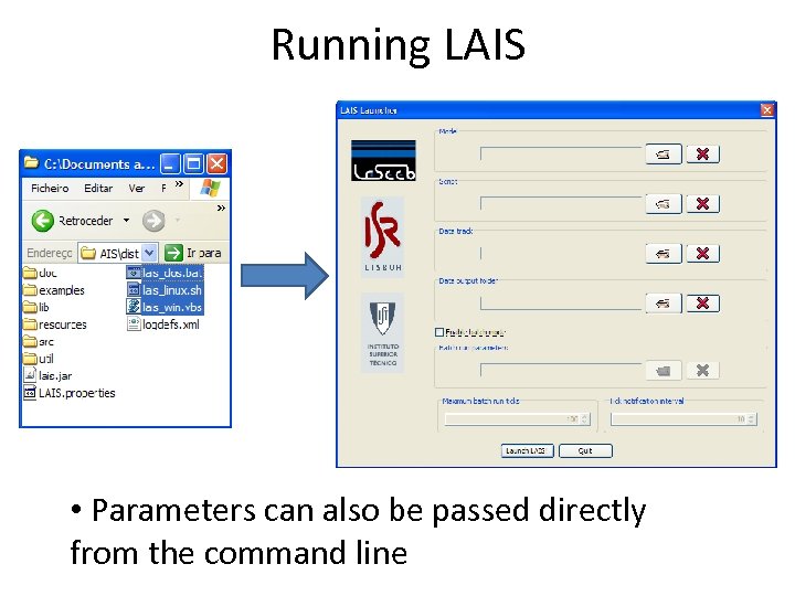 Running LAIS • Parameters can also be passed directly from the command line 