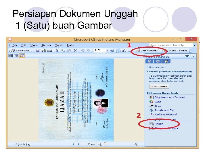 Persiapan Dokumen Unggah 1 (Satu) buah Gambar 
