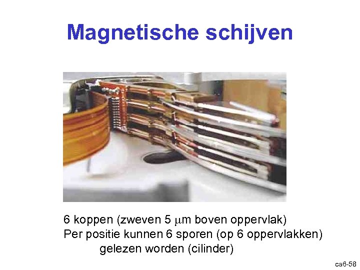 Magnetische schijven 6 koppen (zweven 5 m boven oppervlak) Per positie kunnen 6 sporen