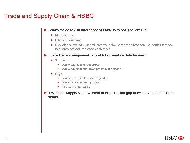 Trade and Supply Chain & HSBC ► Banks major role in International Trade is