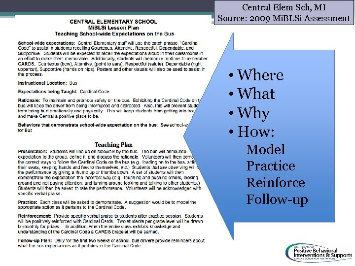 Central Elem Sch, MI Source: 2009 Mi. BLSi Assessment • Where • What •