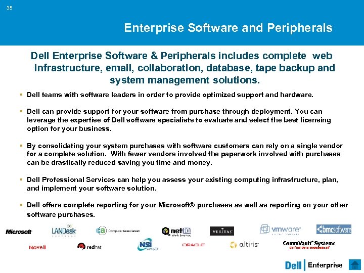 35 Enterprise Software and Peripherals Dell Enterprise Software & Peripherals includes complete web infrastructure,