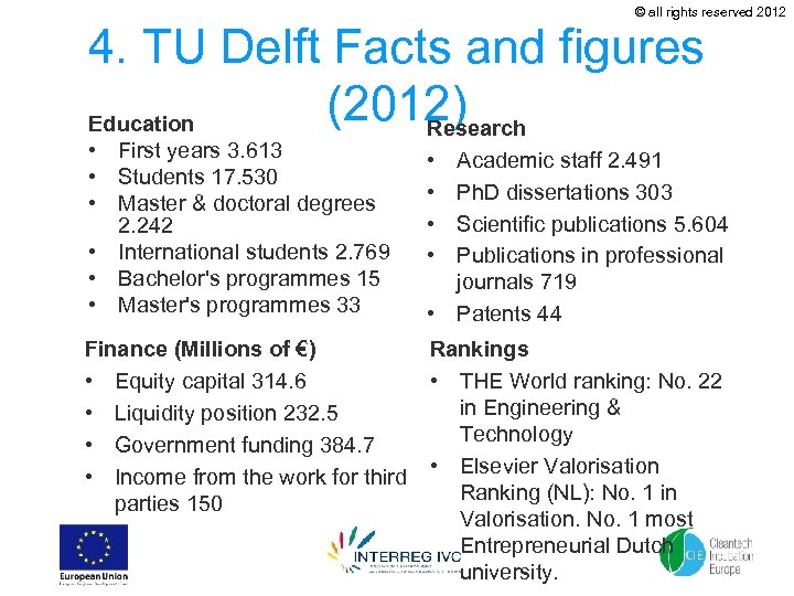 © all rights reserved 2012 4. TU Delft Facts and figures (2012) Education Research