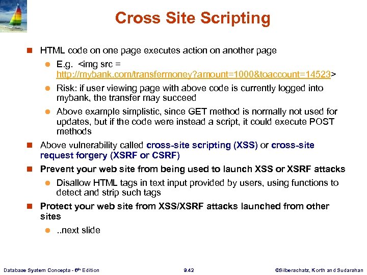 Cross Site Scripting n HTML code on one page executes action on another page