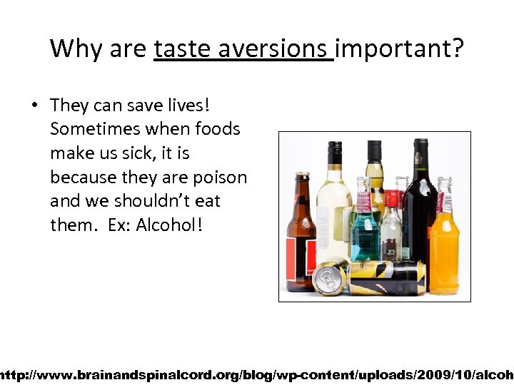 Why are taste aversions important? • They can save lives! Sometimes when foods make