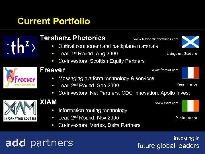 Current Portfolio Terahertz Photonics www. terahertz-photonics. com • Optical component and backplane materials •