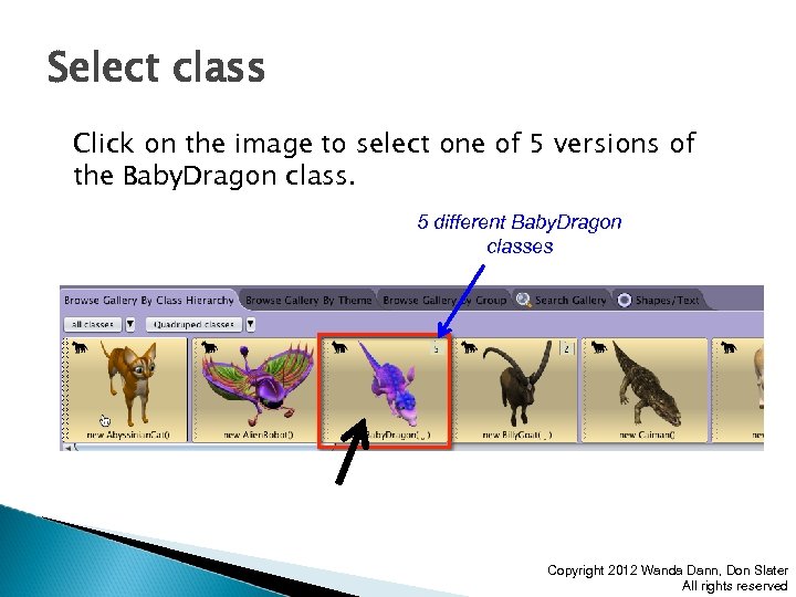 Select class Click on the image to select one of 5 versions of the