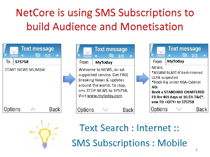 Net. Core is using SMS Subscriptions to build Audience and Monetisation 575758 START NEWS
