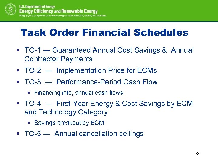 Task Order Financial Schedules § TO-1 ― Guaranteed Annual Cost Savings & Annual Contractor