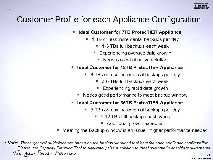 ® ™ Customer Profile for each Appliance Configuration § Ideal Customer for 7 TB