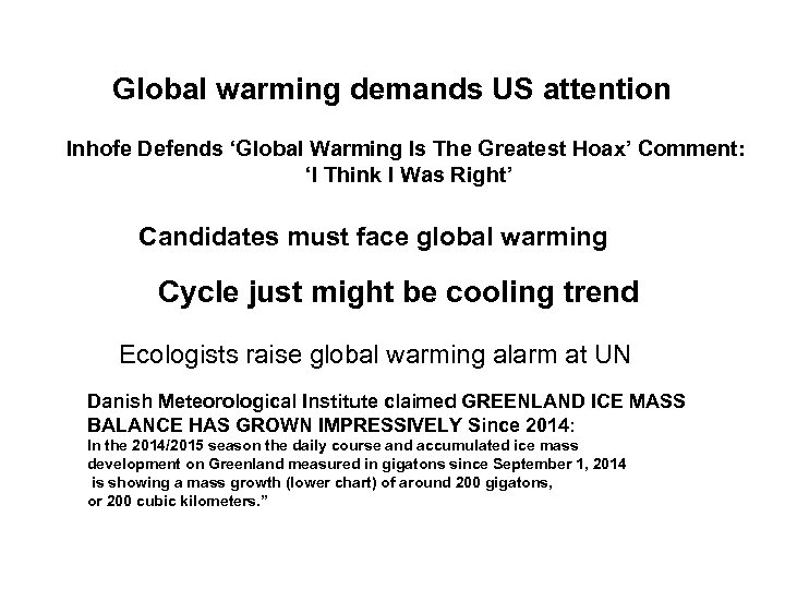 Global warming demands US attention Inhofe Defends ‘Global Warming Is The Greatest Hoax’ Comment: