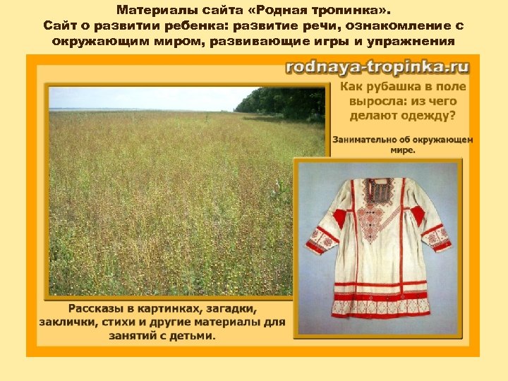 Материалы сайта «Родная тропинка» . Сайт о развитии ребенка: развитие речи, ознакомление с окружающим