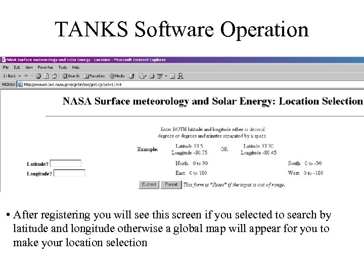 TANKS Software Operation • After registering you will see this screen if you selected